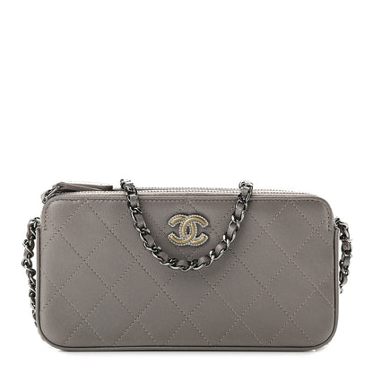 Chanel Calfskin Quilted Small Clutch With Chain Grey 1 of 13