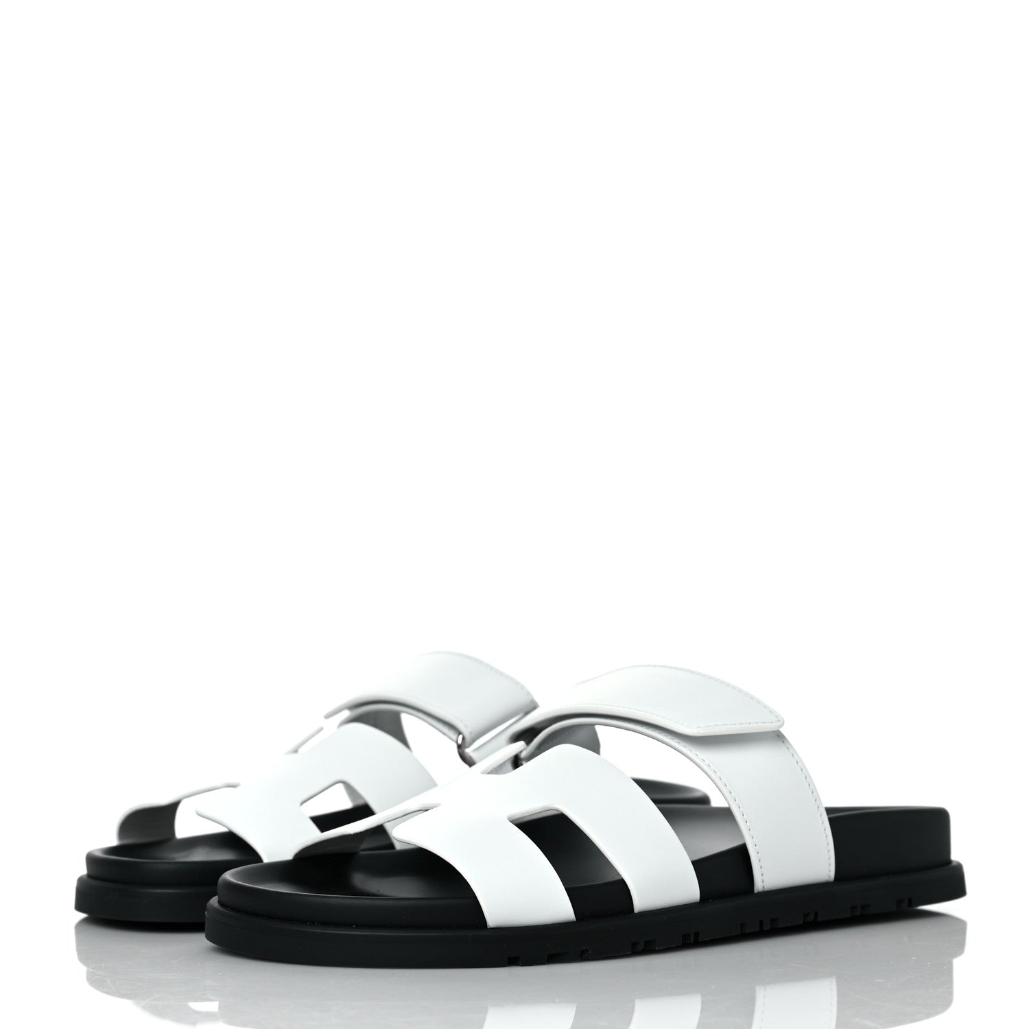Hermes Calfskin Womens Chypre Sandals 37 White 3 of 8