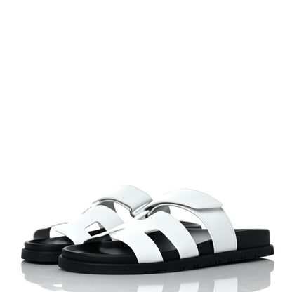 Hermes Calfskin Womens Chypre Sandals 37 White 3 of 8