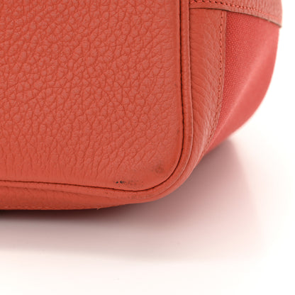 Hermes Toile Militaire Vache Country Garden Party Pockets 36 MM Tote Rouge Tomate Capucine 16 of 17