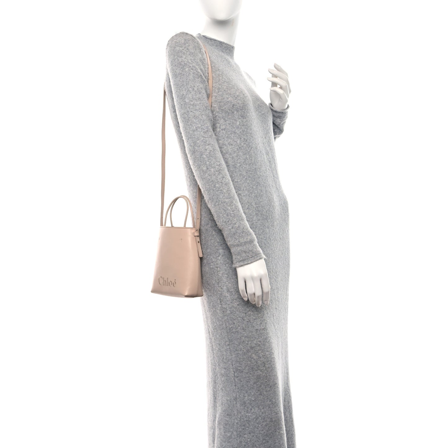 Shiny Calfskin Micro Sense Tote Bag Cement Pink