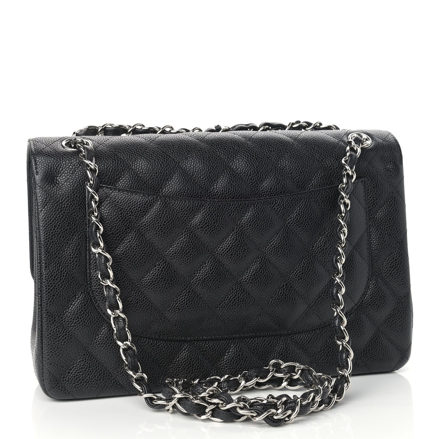 Caviar Quilted Jumbo Double Flap Black