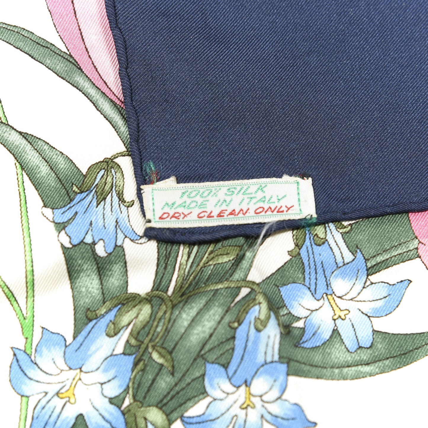 Silk Twill Flora Square Scarf Midnight Blue