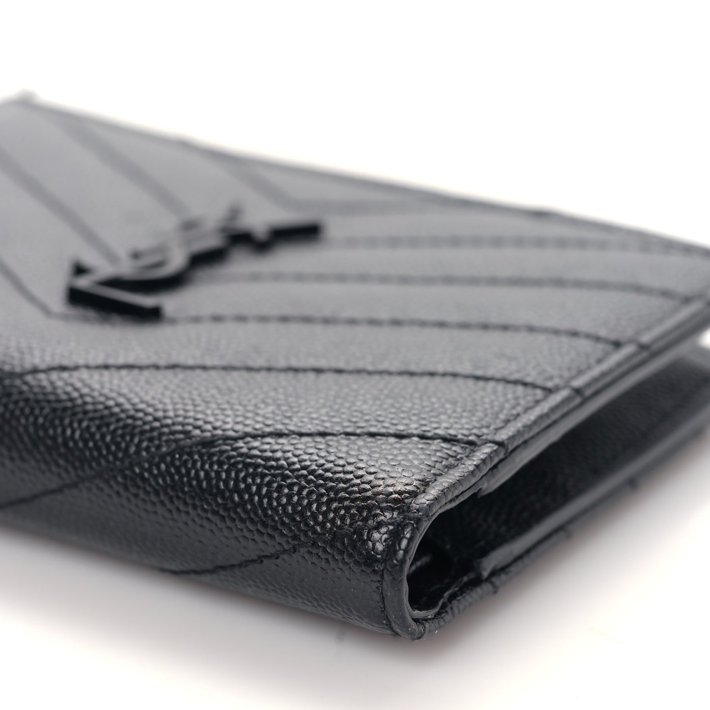 Grain De Poudre Matelasse Chevron Cassandre Fragments Zippered Bi-Fold Wallet Black