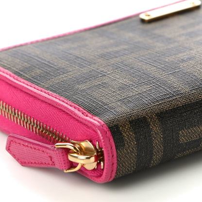 Fendi Zucca Spalmati Vitello Elite Zip Around Wallet Tobacco Ciclamino 8 of 11