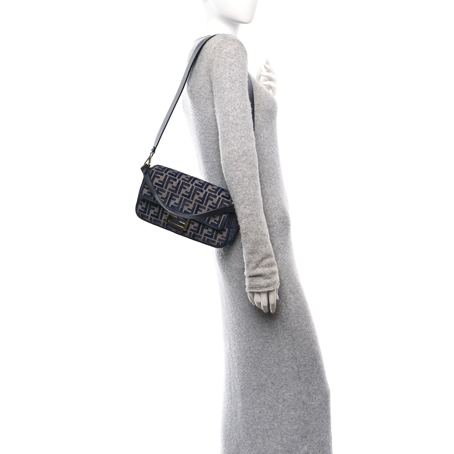 Chenille FF Embroidered Baguette Dark Blue Grey