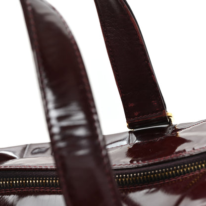 Chanel Patent Quilted Chocolate Bar Bowler Burgundy 11 of 11