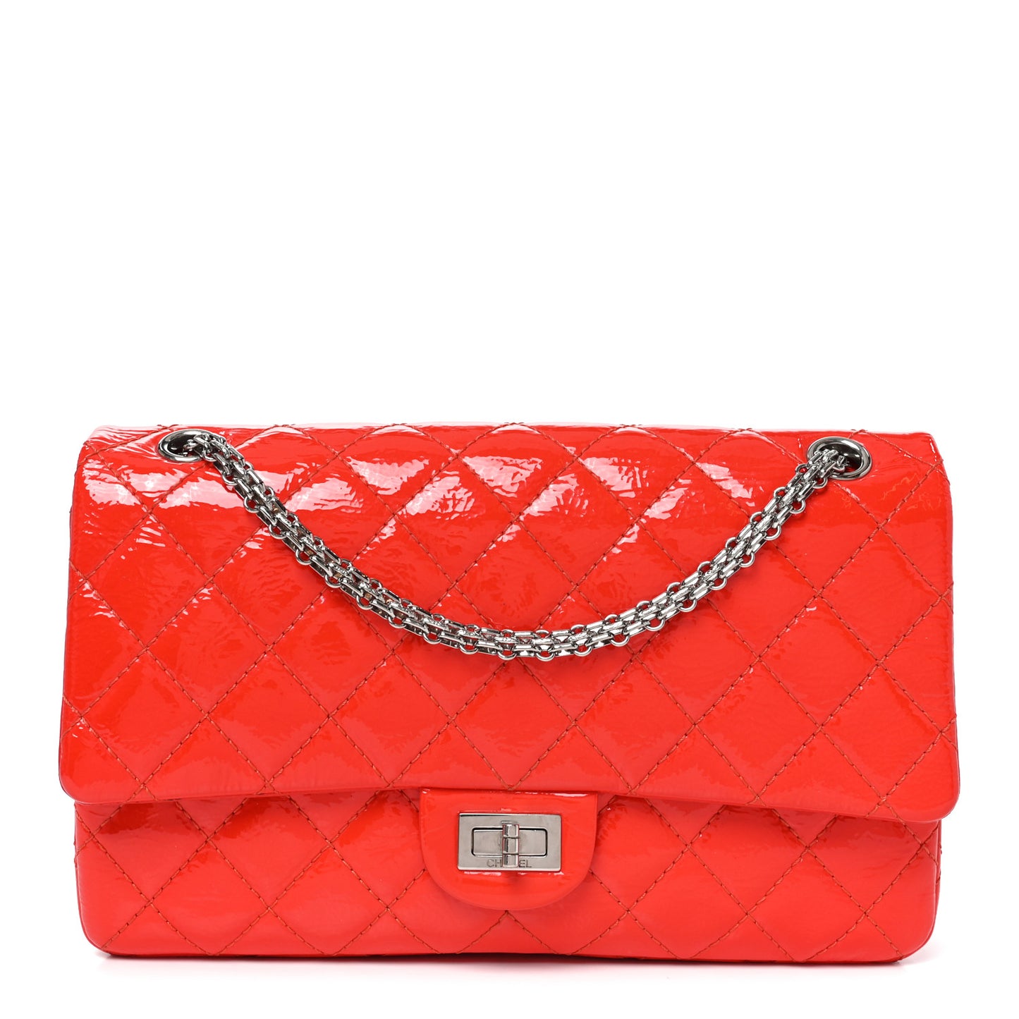 Distressed Patent Quilted 2.55 Reissue Flap Red