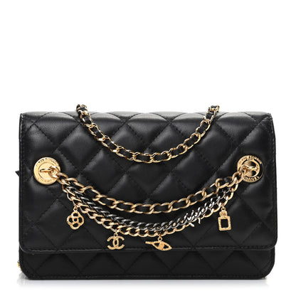 Chanel Lambskin Quilted Egyptian Amulet Wallet On Chain WOC Black 1 of 9