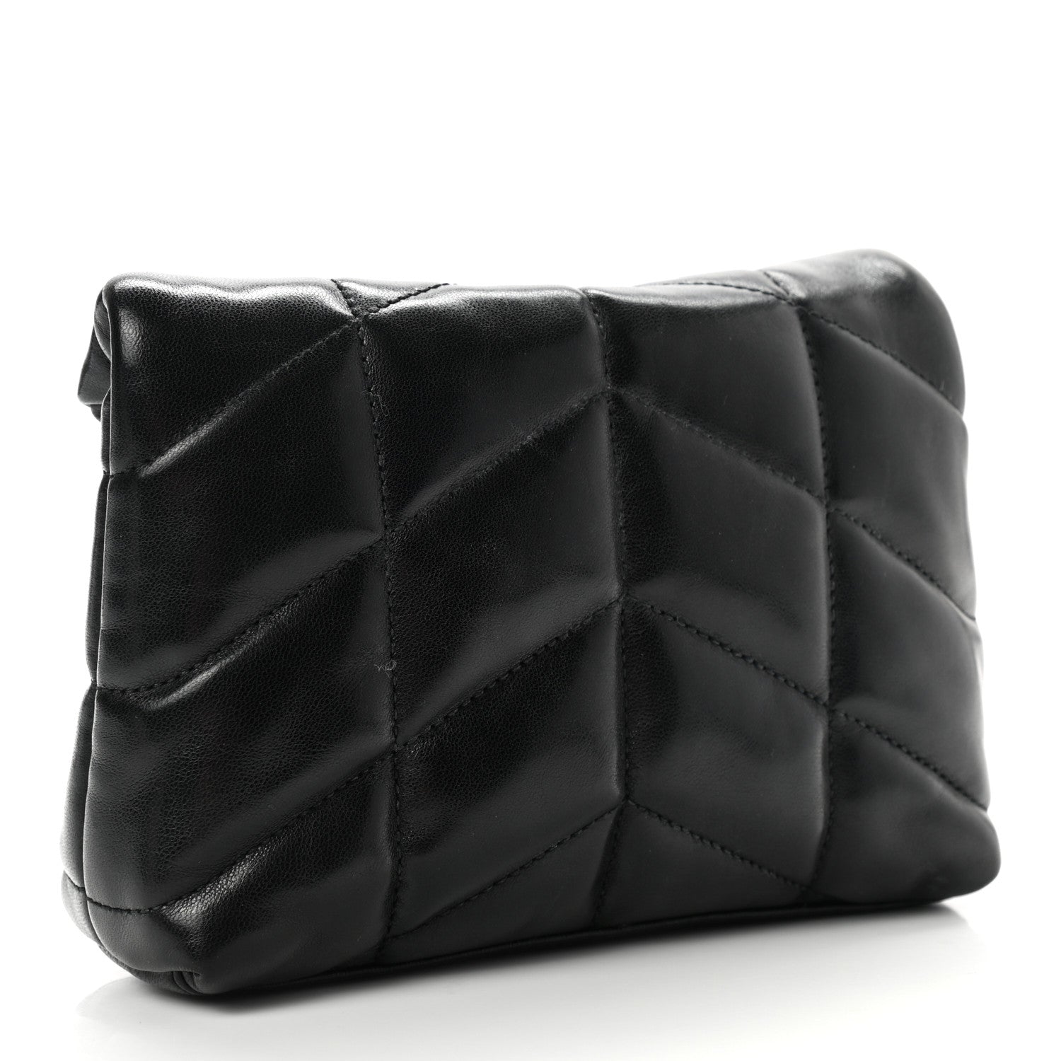 Saint Laurent Lambskin Monogram Loulou Puffer Pouch Clutch Black 4 of 8