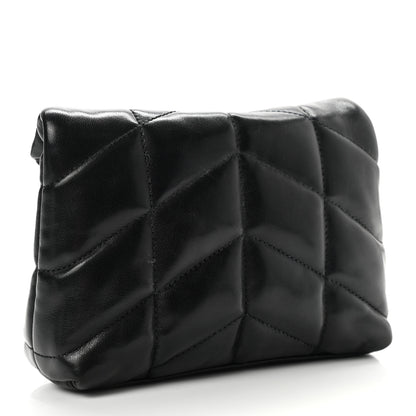 Saint Laurent Lambskin Monogram Loulou Puffer Pouch Clutch Black 4 of 8