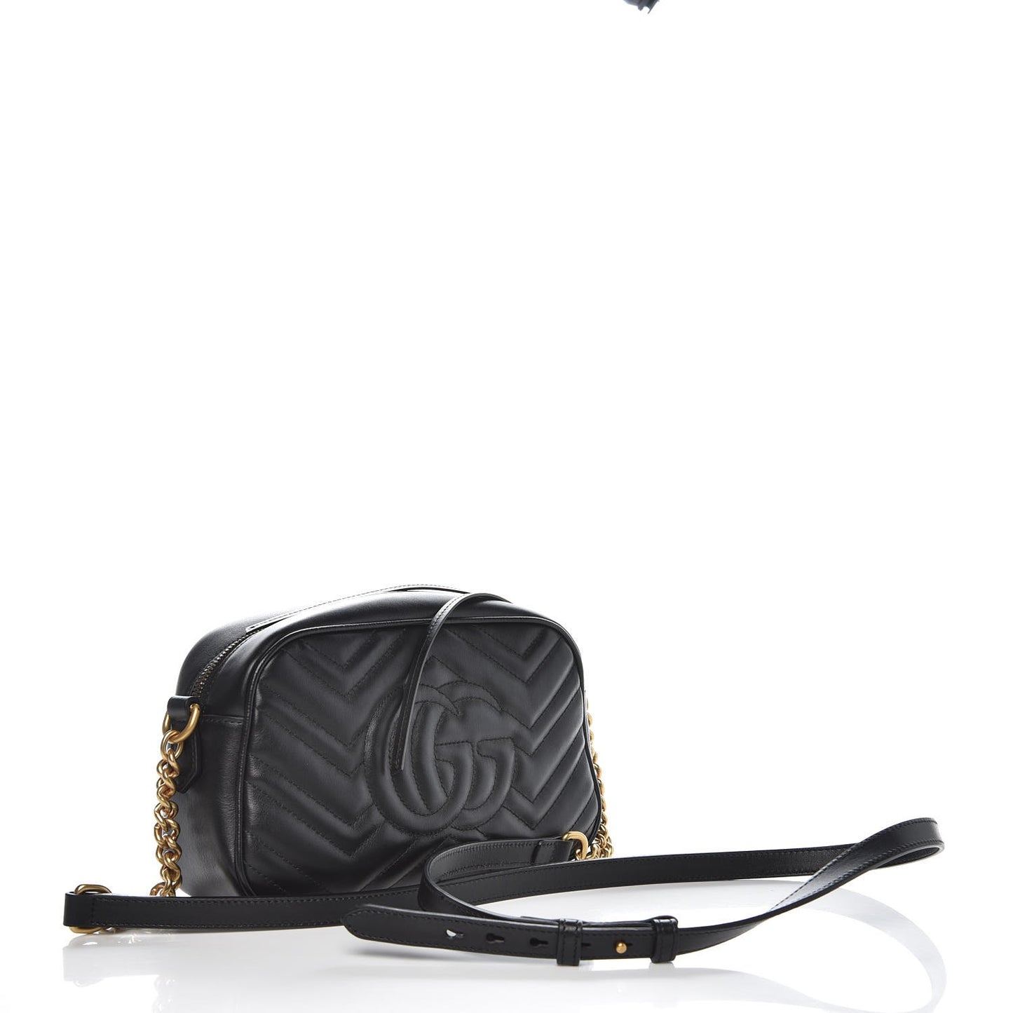 Calfskin Matelasse Small GG Marmont Chain Shoulder Bag Black