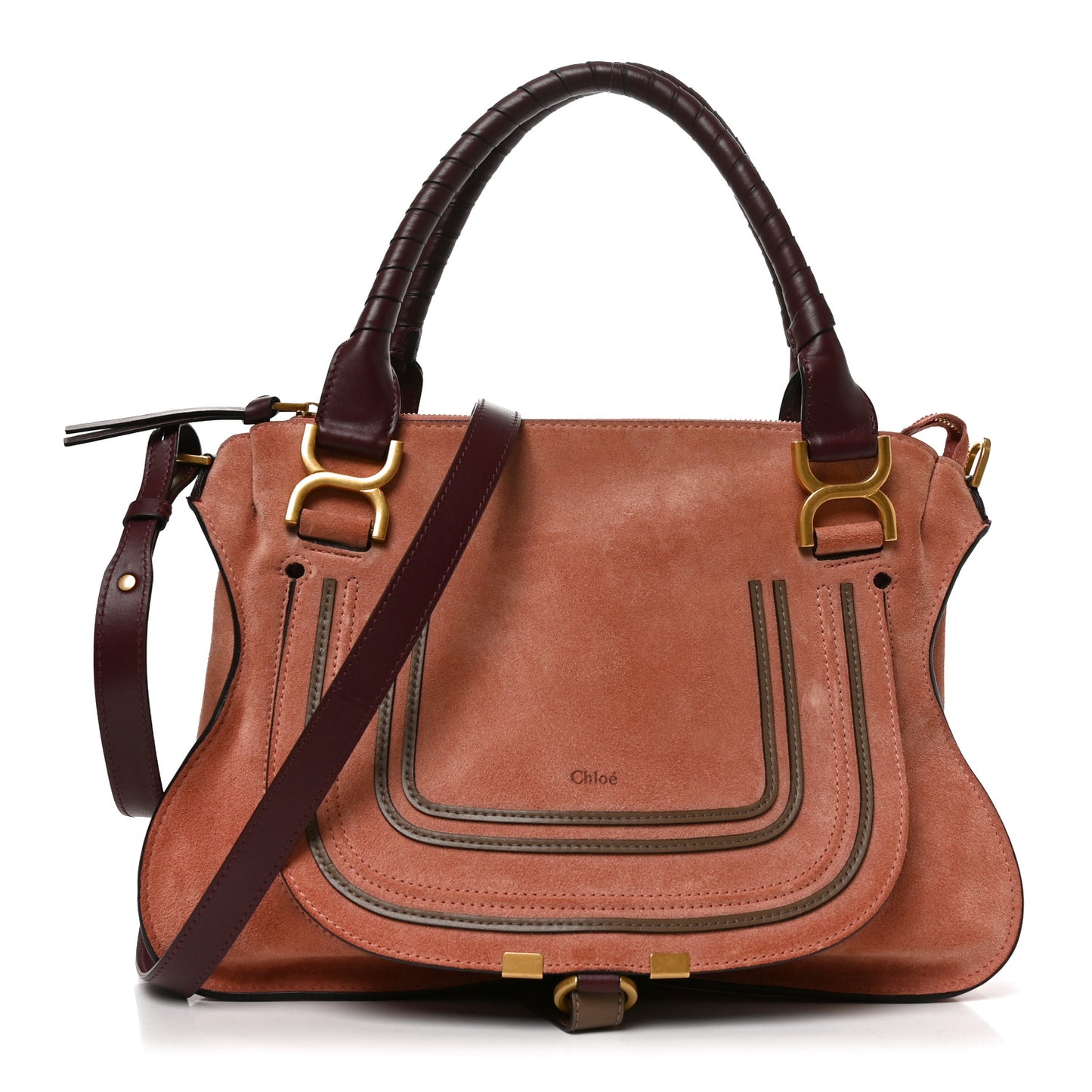 Suede Calfskin Braided Medium Marcie Double Carry Canyon Rose
