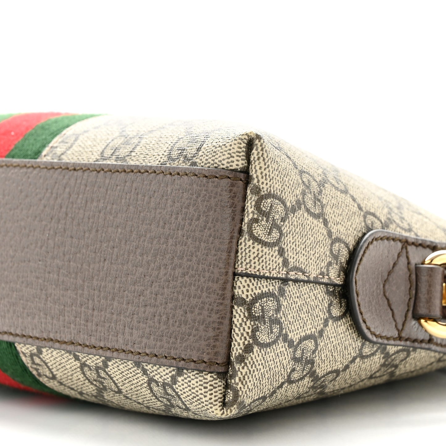 GG Supreme Monogram Textured Dollar Calfskin Web Small Ophidia Dome Shoulder Bag Beige Ebony New Acero