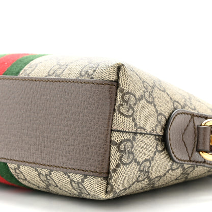 Gucci GG Supreme Monogram Textured Dollar Calfskin Web Small Ophidia Dome Shoulder Bag Beige Ebony New Acero 10 of 11