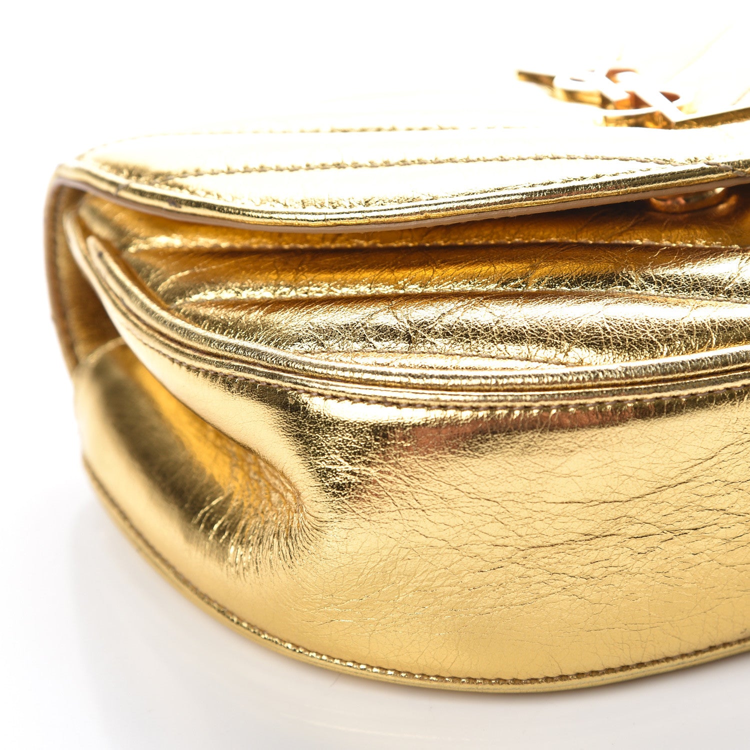 Saint Laurent Metallic Calfskin Matelasse Monogram Small Bubble Chain Crossbody Gold 5 of 14