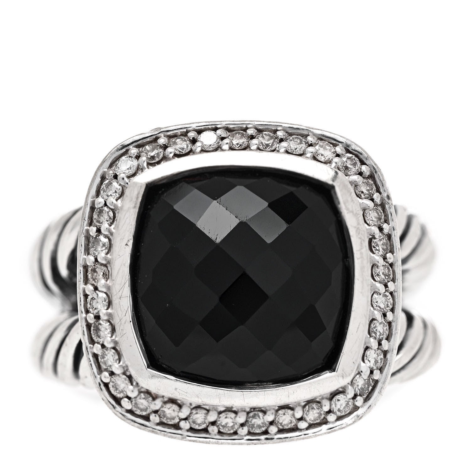 David Yurman Sterling Silver Diamond Black Onyx 11mm Albion Ring 52 6 1 of 6