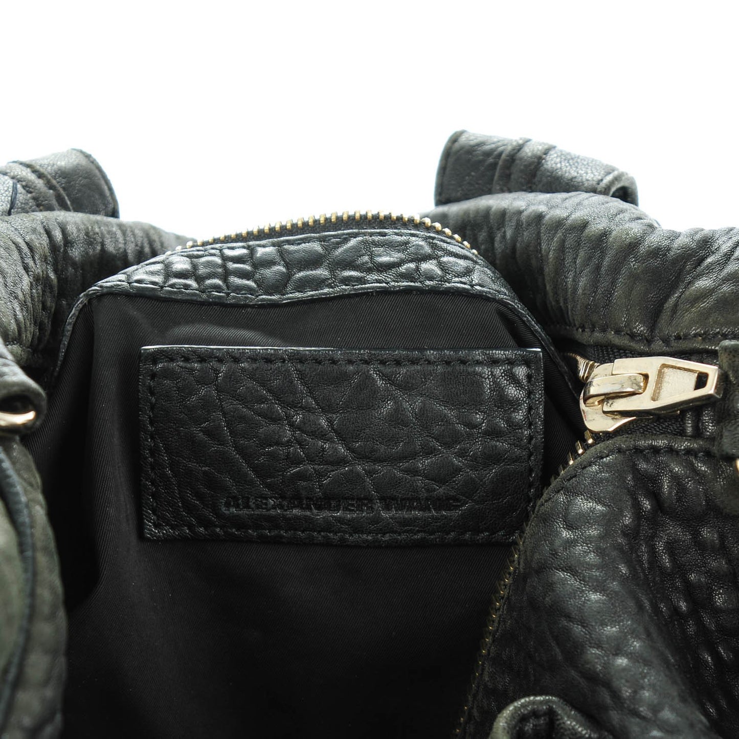 Pebbled Lambskin Rocco Duffel Black Pale Gold Hardware