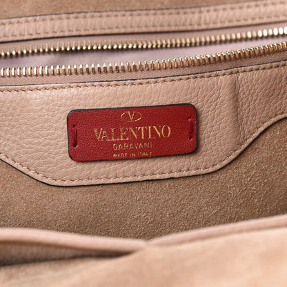 Valentino Garavani Grained Calfskin Rockstud Shoulder Tote Beige 6 of 9
