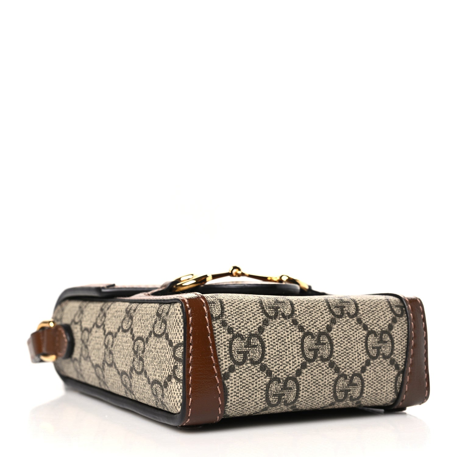 Gucci GG Supreme Monogram Mini Horsebit 1955 Crossbody Bag Beige Brown Sugar 4 of 9