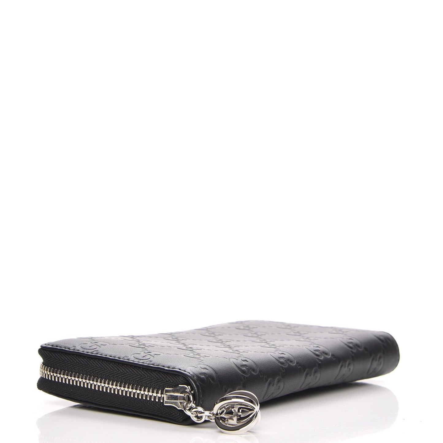 Guccissima Large Twins Zip Around Wallet Black