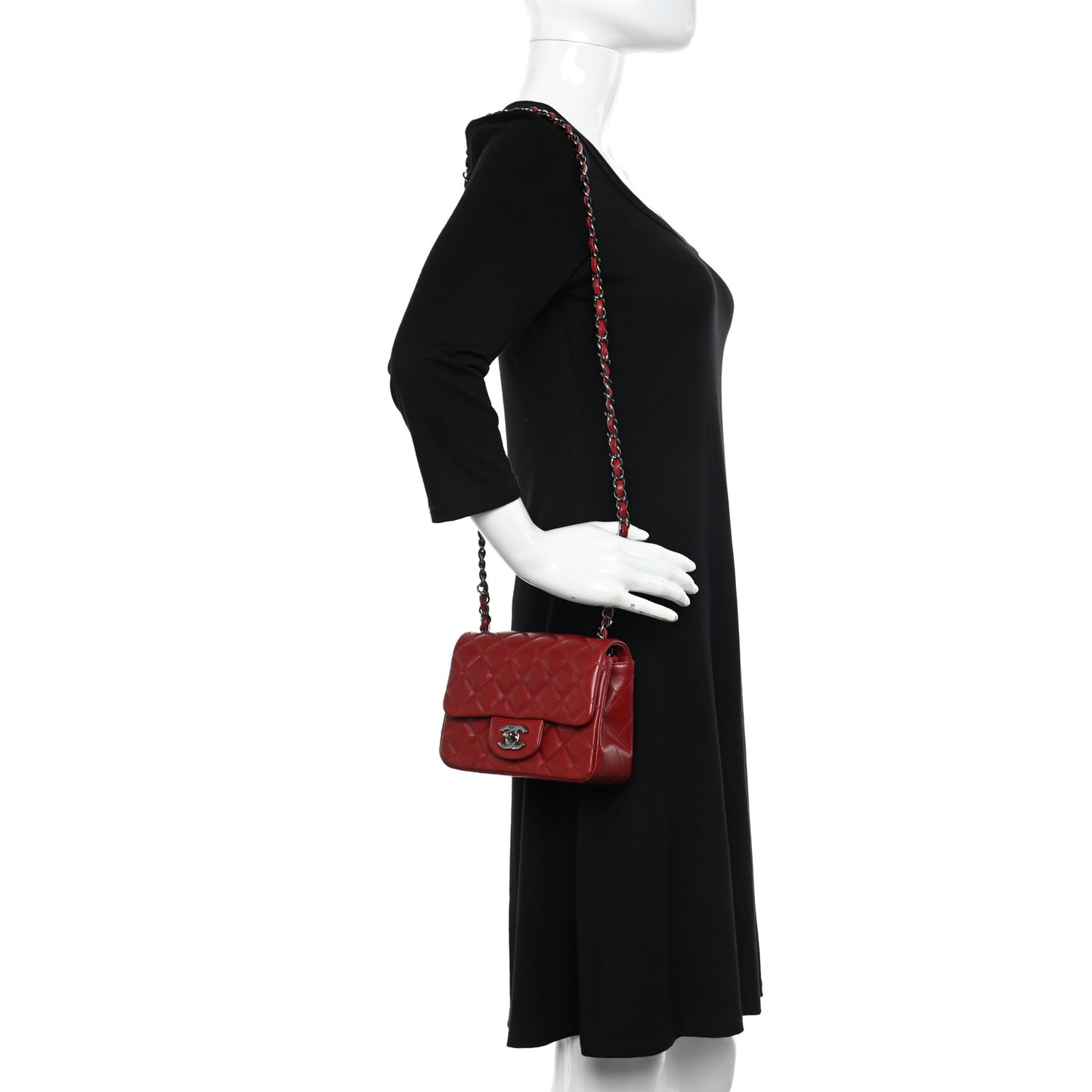 Lambskin Quilted Mini Square Flap Bordeaux