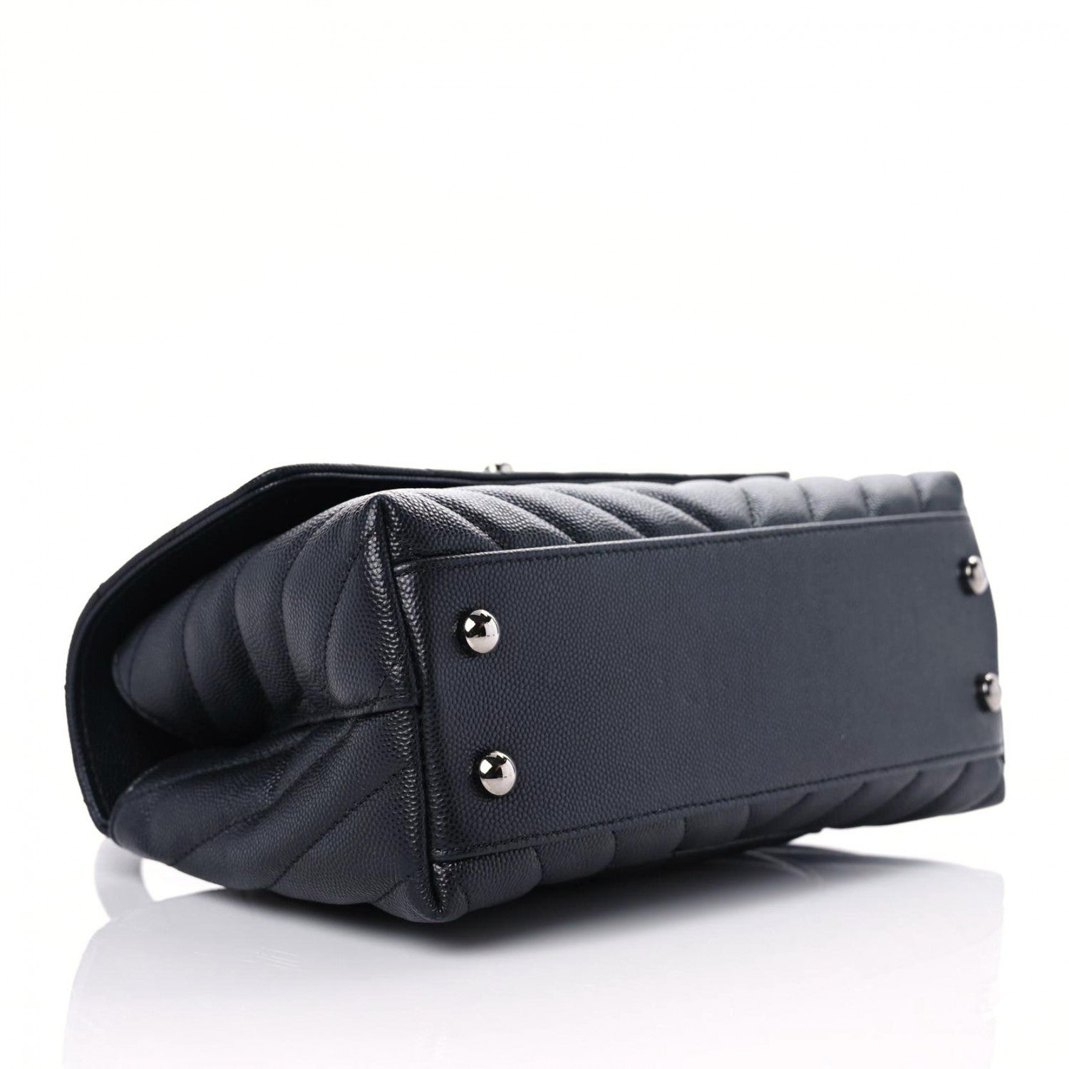 Chanel Caviar Chevron Quilted Mini Coco Handle Flap Black 3 of 9