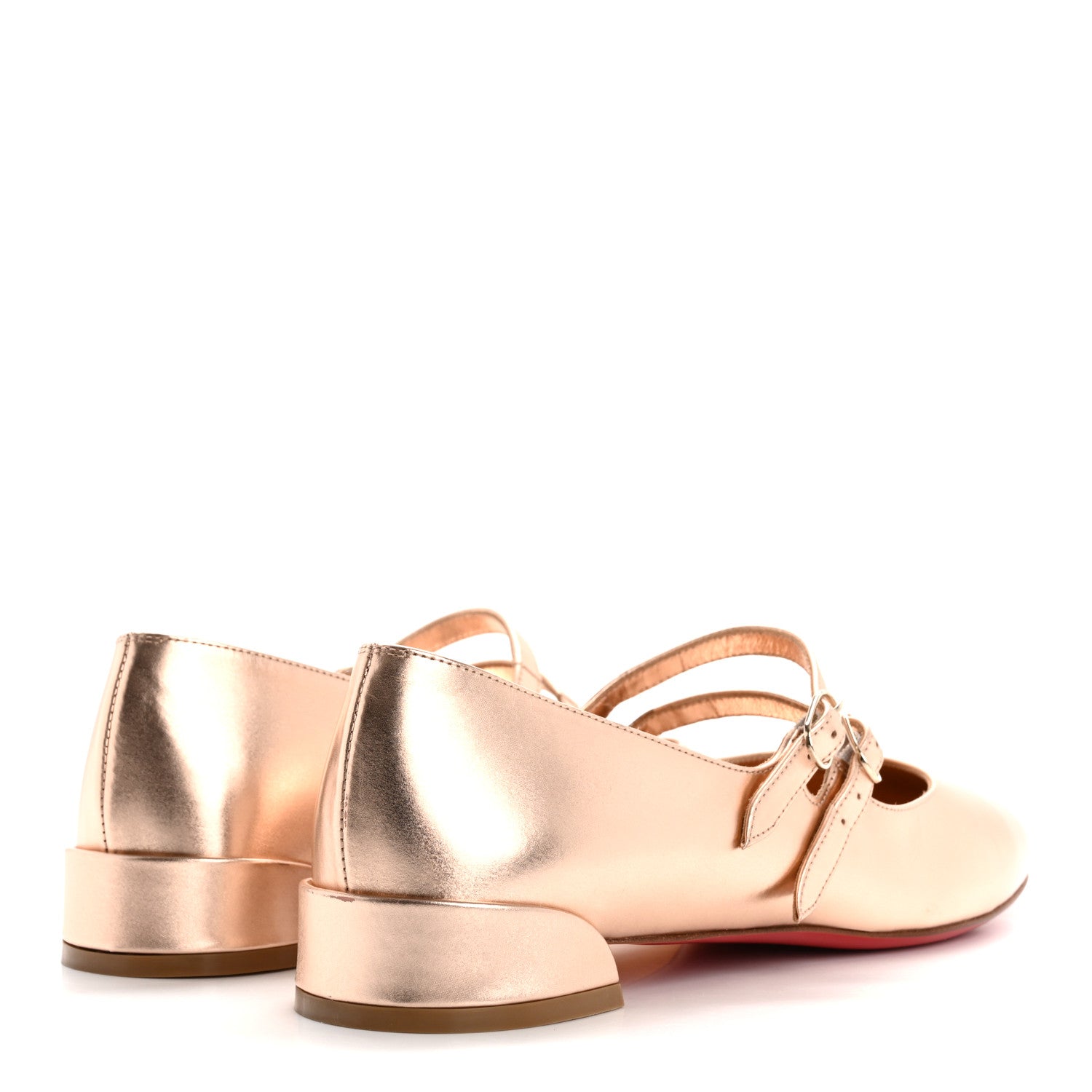 Christian Louboutin Calf Laminato Satin Sweet Jane Flats 39 Leche 5 of 12