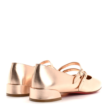 Christian Louboutin Calf Laminato Satin Sweet Jane Flats 39 Leche 5 of 12