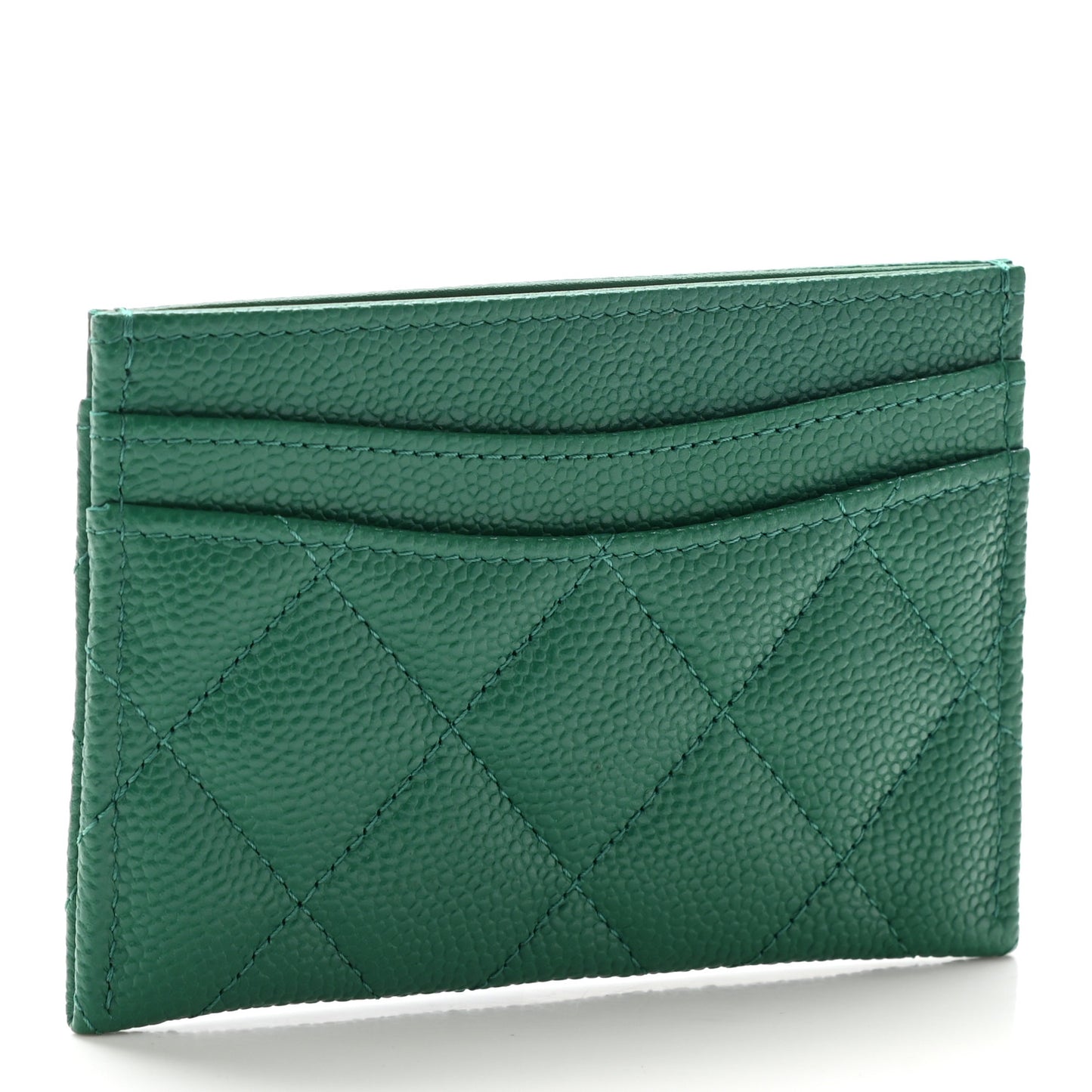 Caviar Quilted Card Holder Green