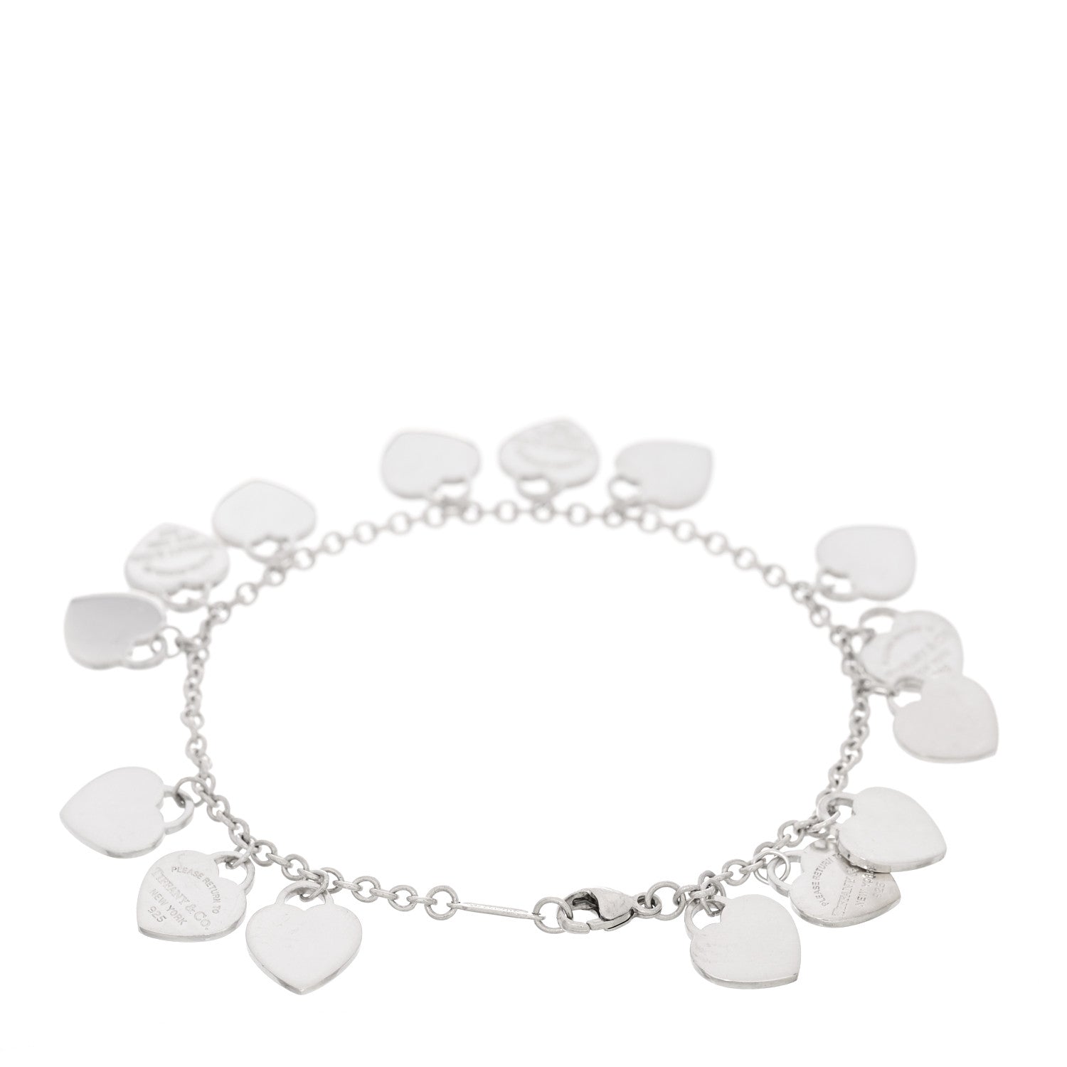 Tiffany Sterling Silver Mini Return to Tiffany Multi Heart Charm Bracelet 2 of 3