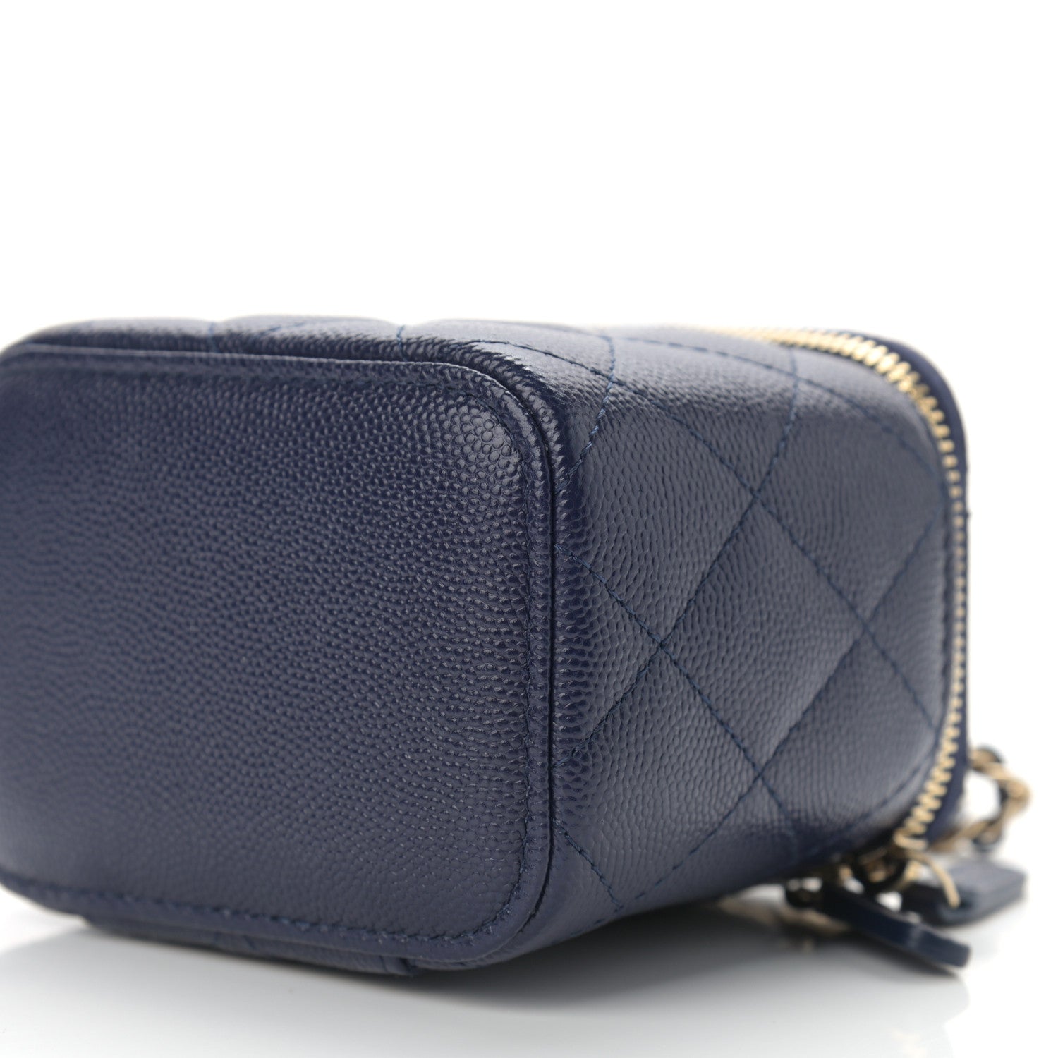 Chanel Caviar Quilted Mini Vanity Case With Chain Navy Blue 10 of 11