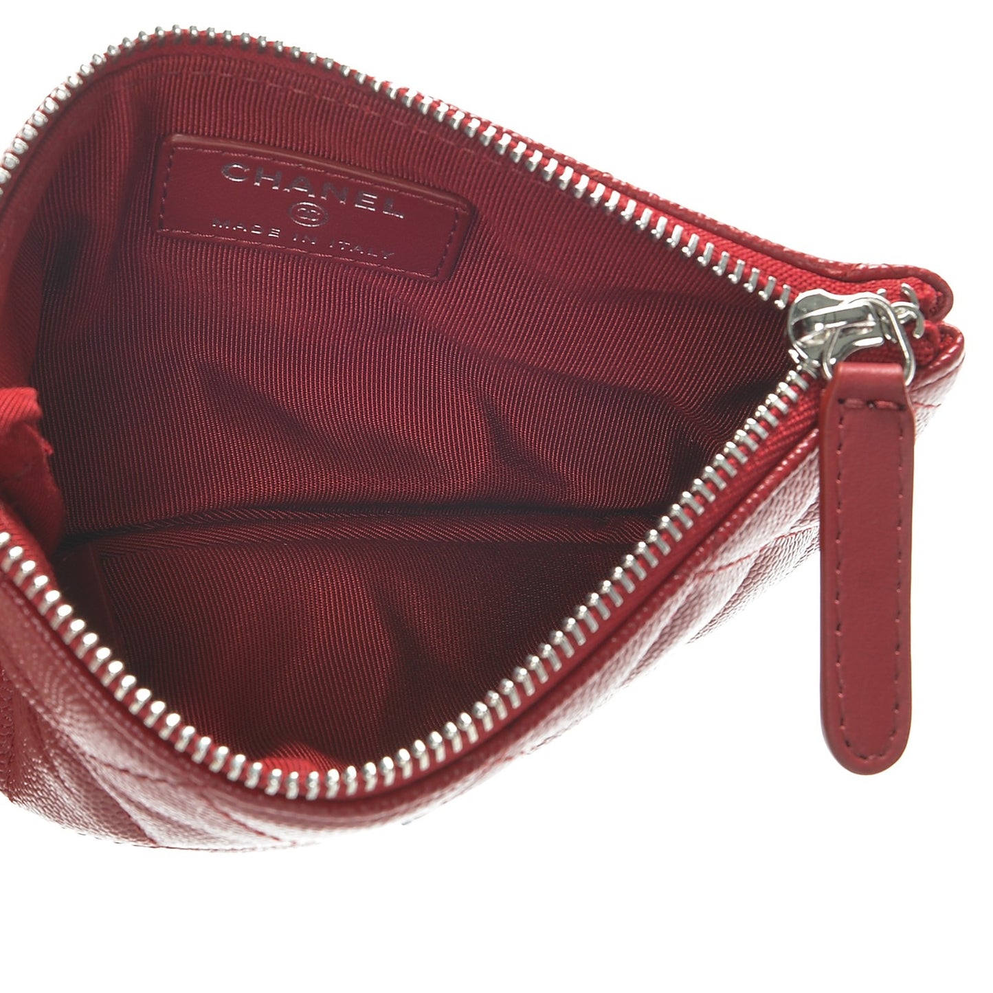 Caviar Quilted Small Cosmetic Case Dark Red