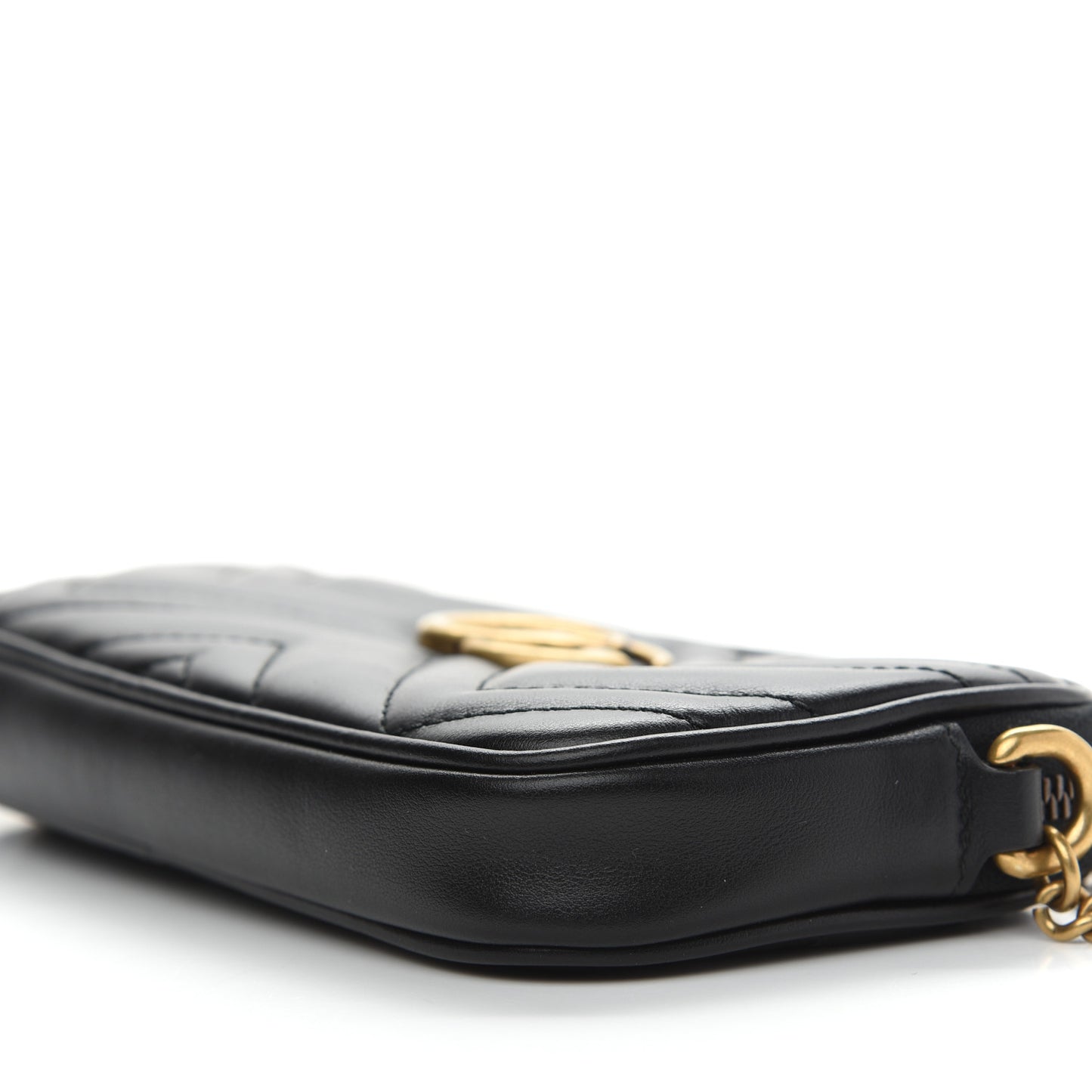 Calfskin Matelasse Mini GG Marmont Chain Crossbody Bag Black