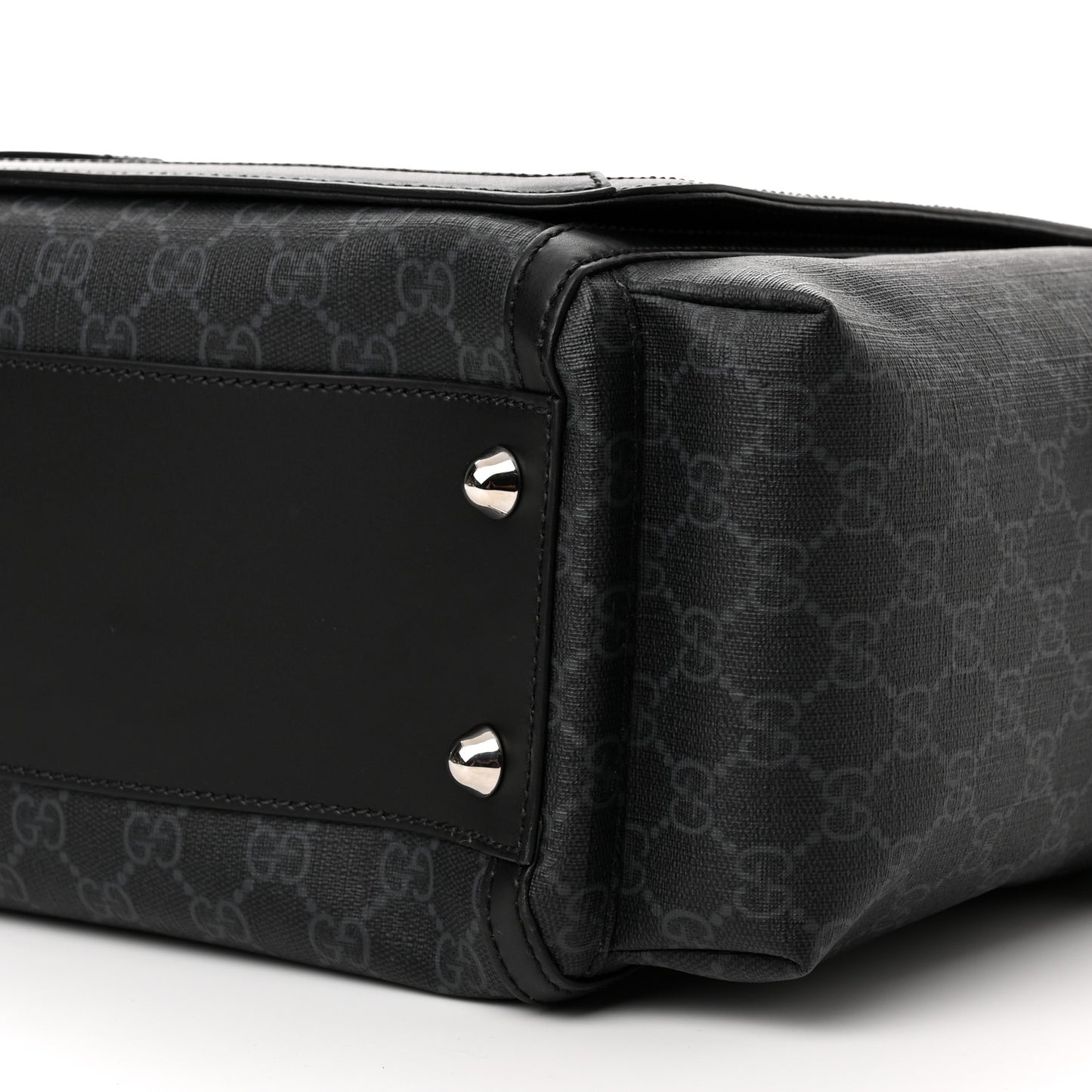 GG Supreme Monogram Web Messenger Diaper Bag Black Grey