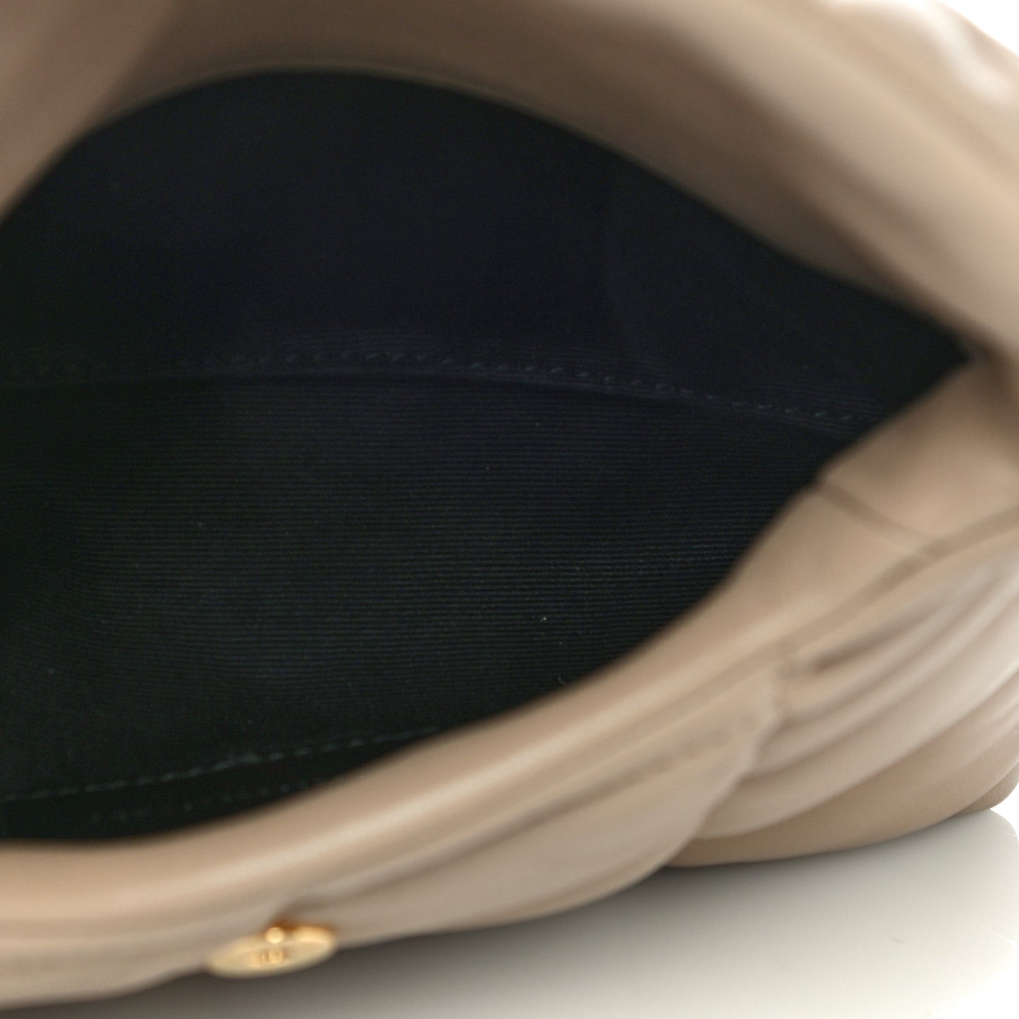 Lambskin Monogram Loulou Puffer Pouch Clutch Dark Beige