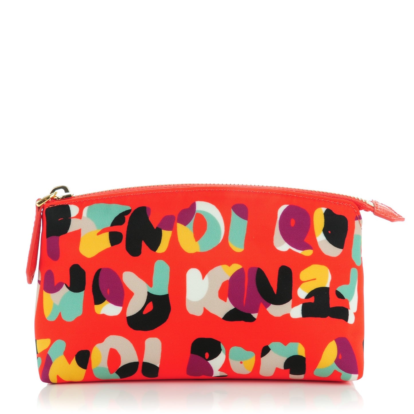 Nylon Roma Print Large Cosmetic Pouch Papavero Multicolor