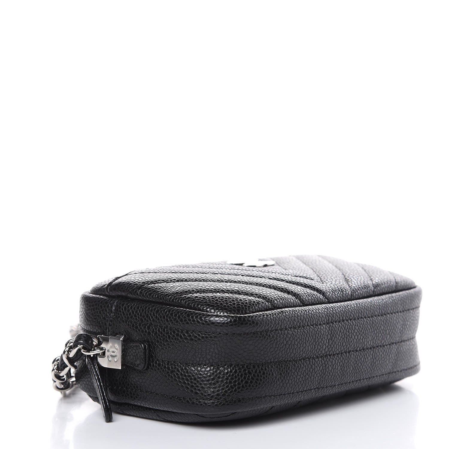 Chanel Caviar Chevron Quilted Camera Case Black 4 of 10