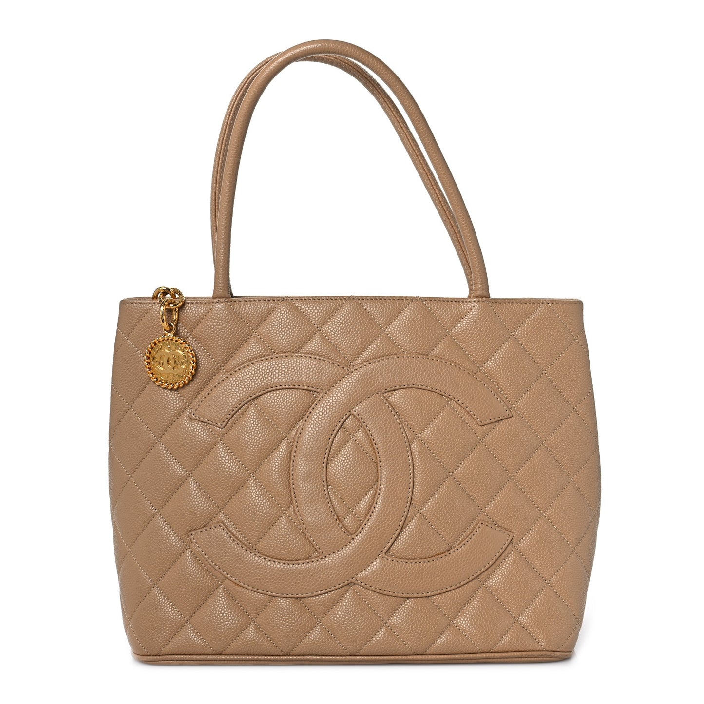 Caviar Quilted Medallion Tote Beige