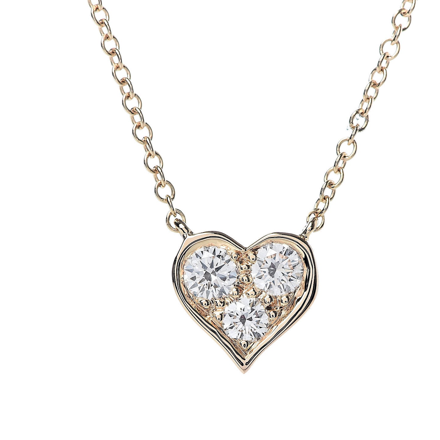18K Yellow Gold Diamond Heart Pendant Necklace