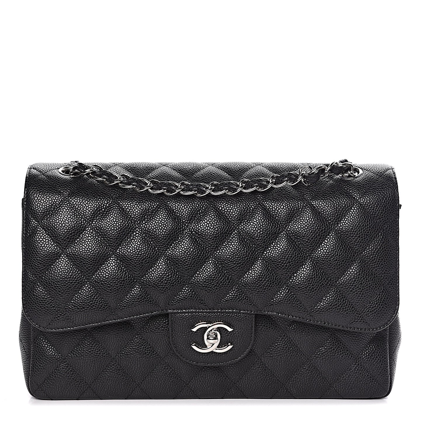 Caviar Quilted Jumbo Double Flap Black