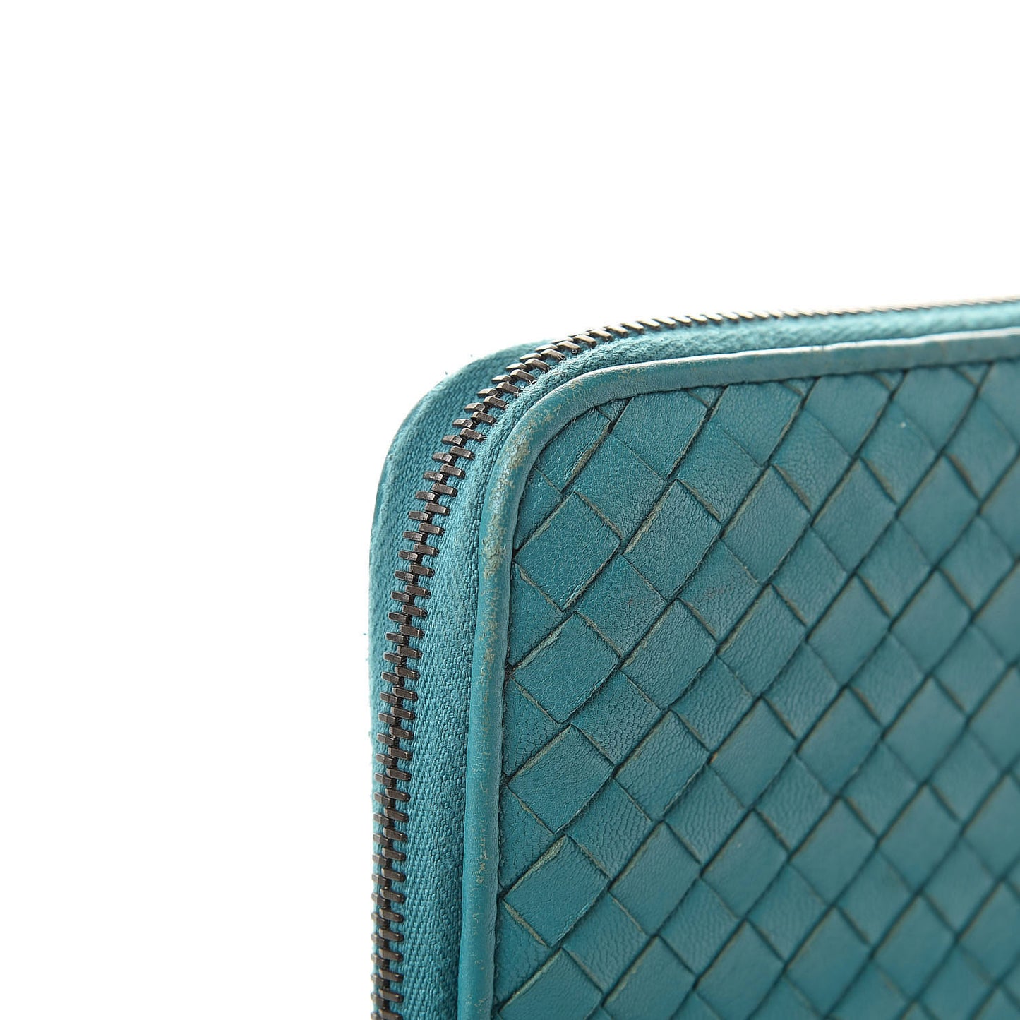 Nappa Intrecciato Zip Around Wallet Lagoon