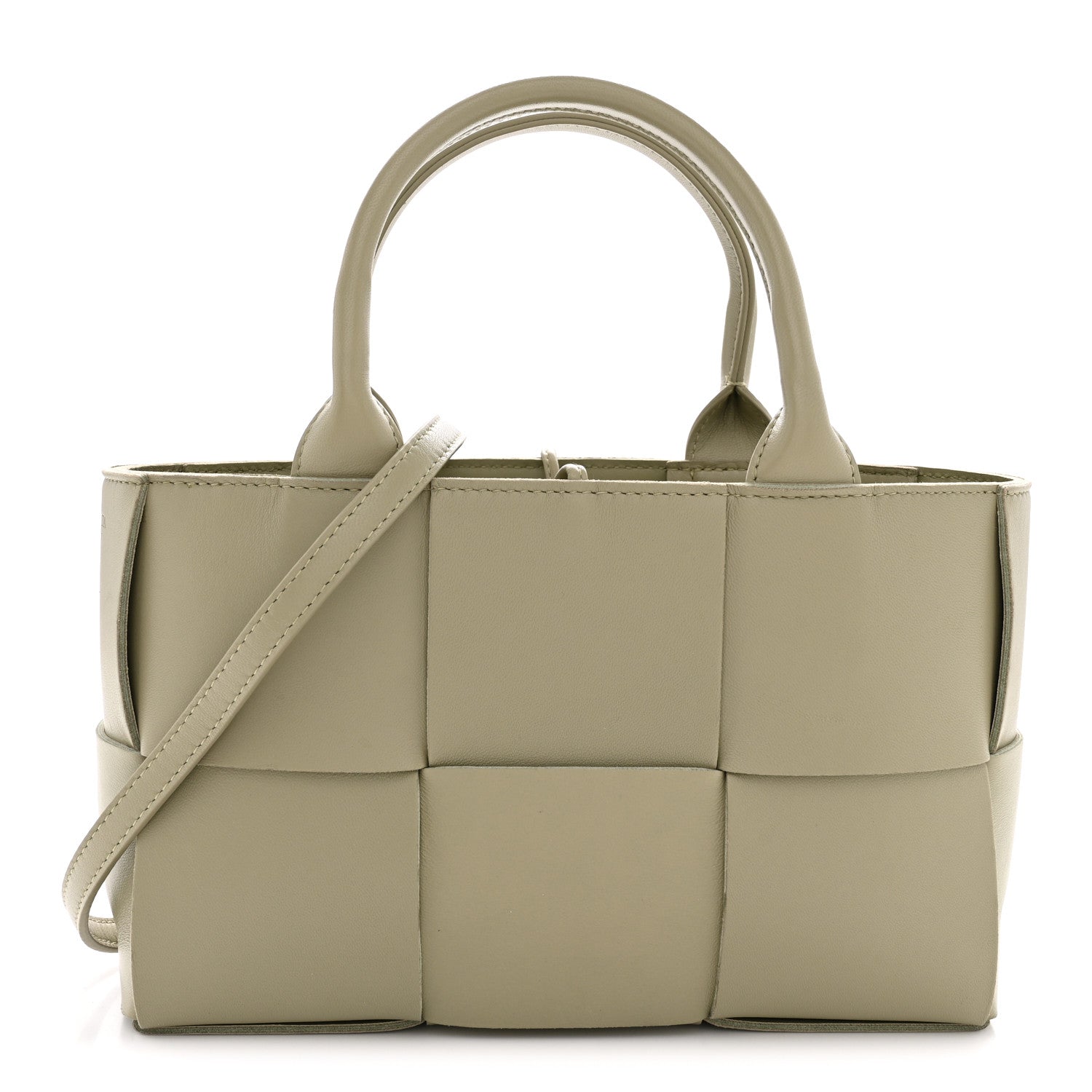 Bottega Veneta Grained Calfskin Maxi Intrecciato Mini Arco Tote Travertine 1 of 10