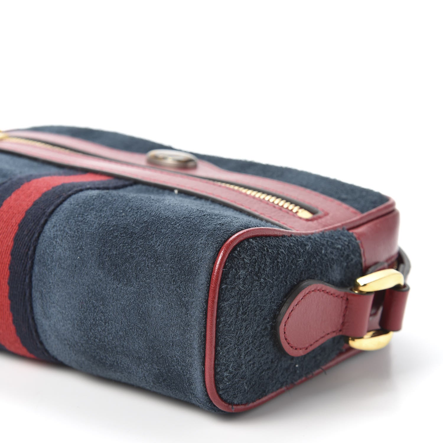 Gucci Suede Calfskin Web Mini Ophidia Shoulder Bag New Blue Romantic Cherry 5 of 9