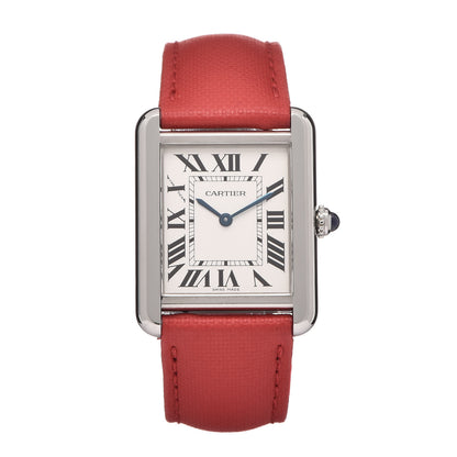Cartier Stainless Steel Calfskin 24mm Tank Solo Quartz Watch Red 1 of 9