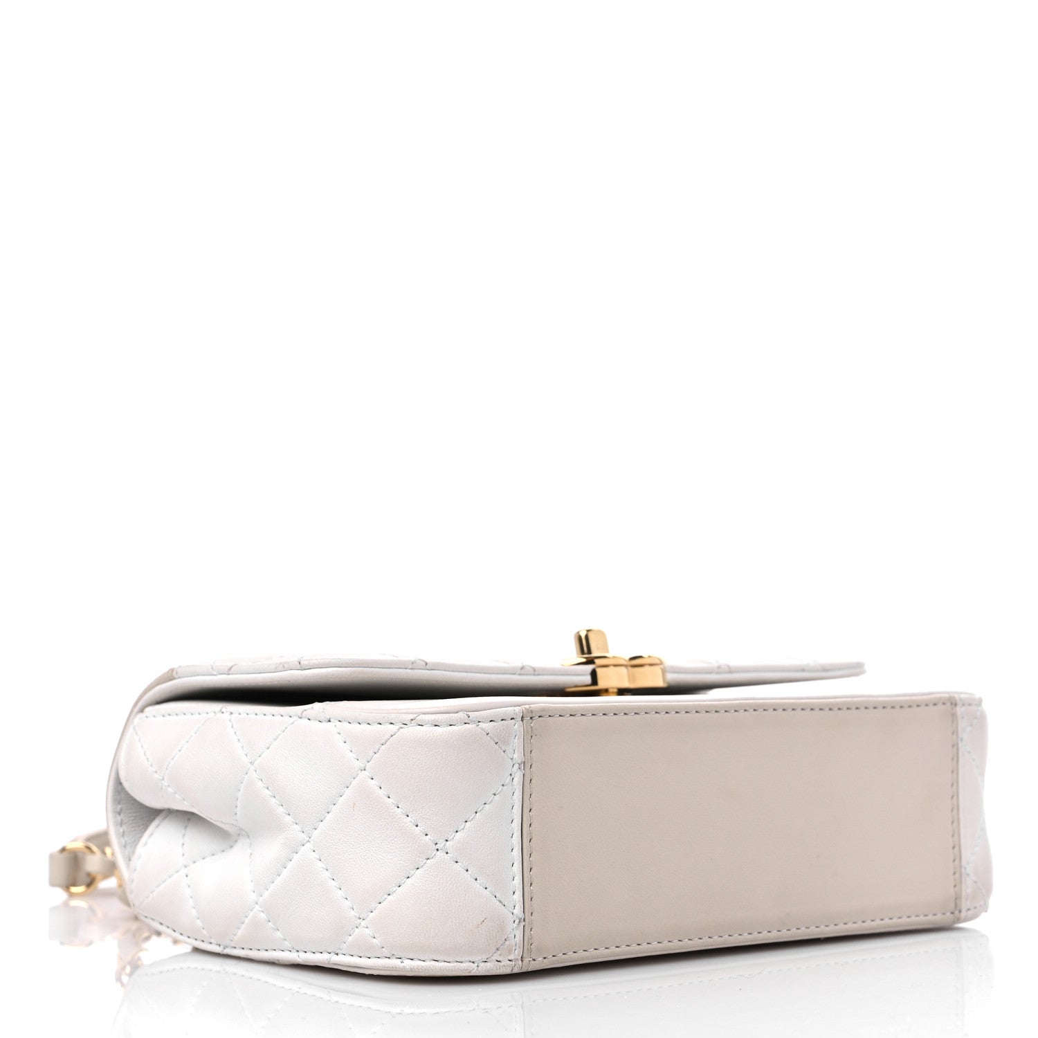 Chanel Lambskin Calfskin Quilted Shoulder Flap Bag Beige White 5 of 15