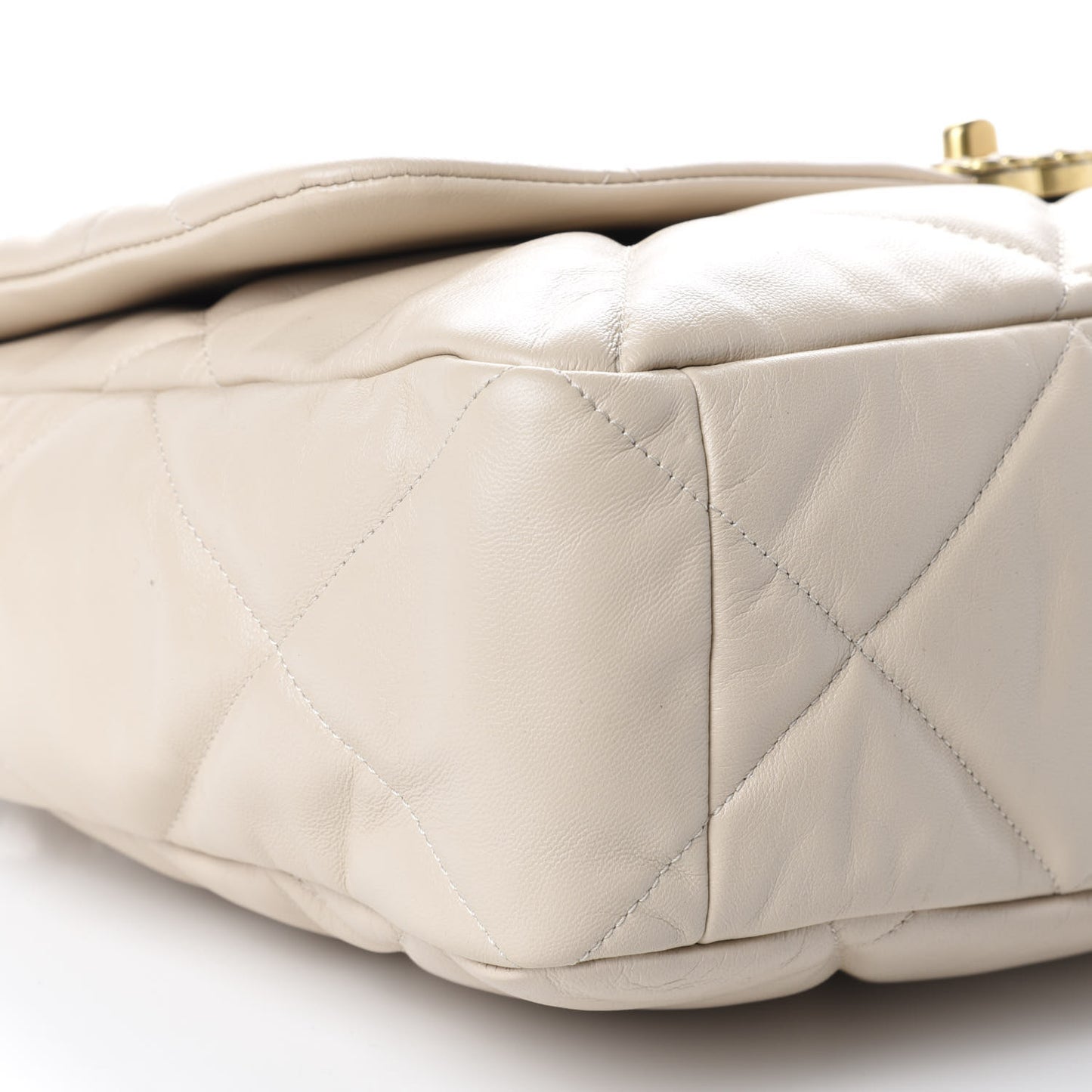 Goatskin Quilted Maxi 19 Flap Beige