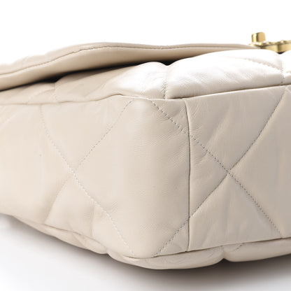 Chanel Goatskin Quilted Maxi Chanel 19 Flap Beige 7 of 12