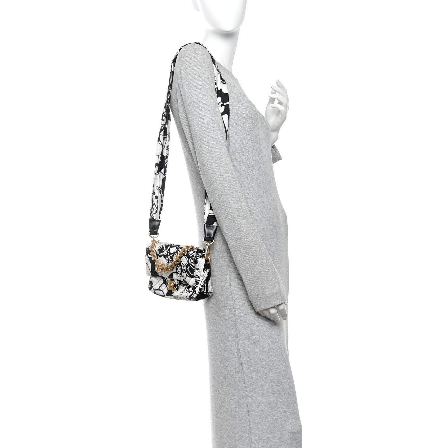 Canvas Printed Deer Coco Mini Single Flap White Black
