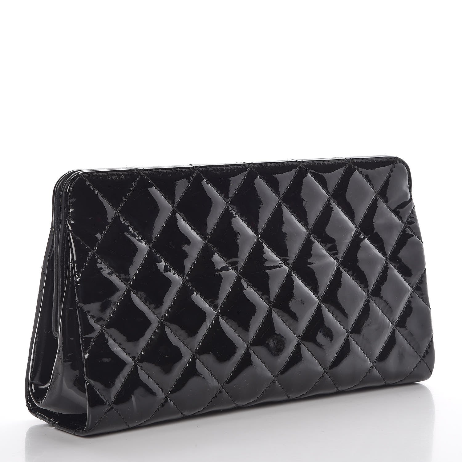 Chanel Patent CC Quilted Timeless Clutch Black 3 of 7
